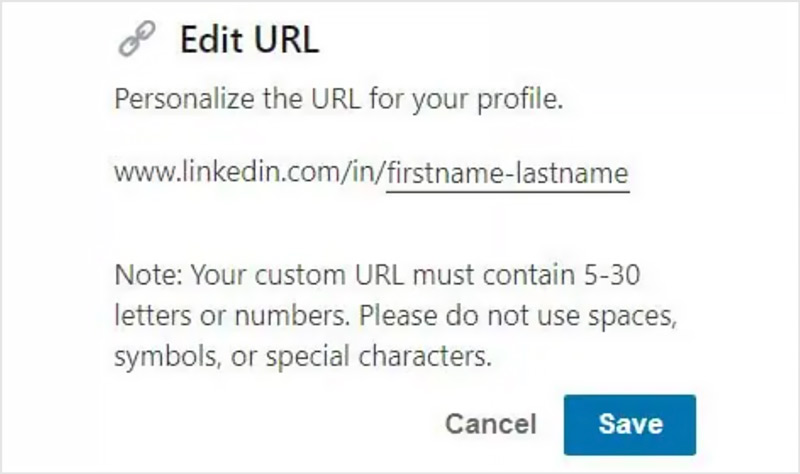 Redigera LinkedIn URL