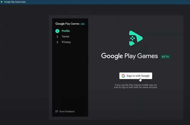 Accesso a Google Play Gmae PC