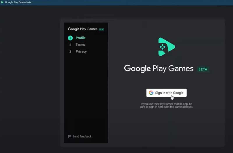 Google Play Gmae PC'de Oturum Açma