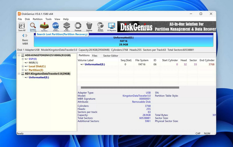 Futtassa a Partition Recovery-t a Diskgeniusban