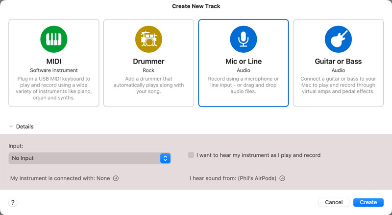 Garageband Select Audio Input