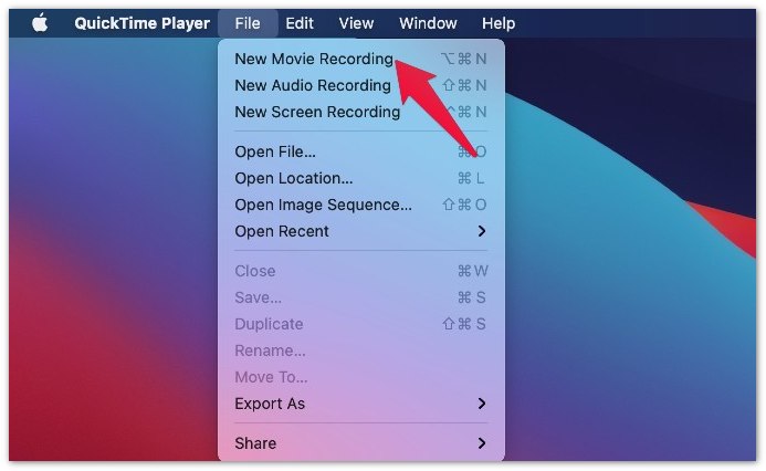 Quicktime Запись нового фильма