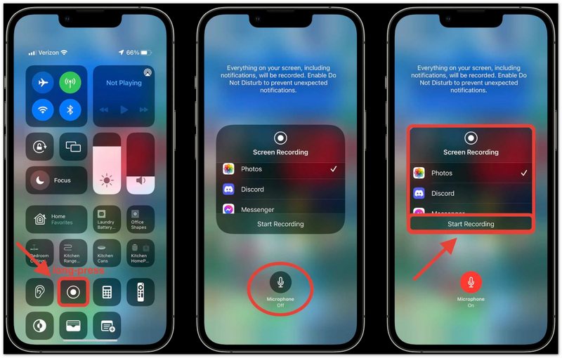 Запись экрана iPhone с помощью встроенной функции