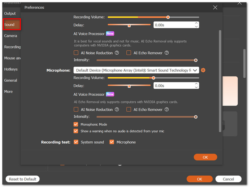 Edit The Sound Settings