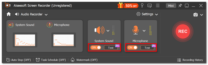 Toggle On System Sound And Microphone