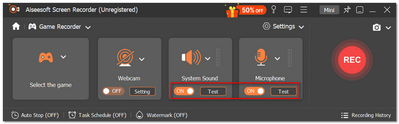 Toggle On System And Mic