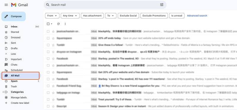 Check The All Mail Folder In Gmail