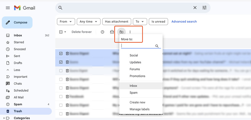 Recover Deleted Emails Gmail Move To