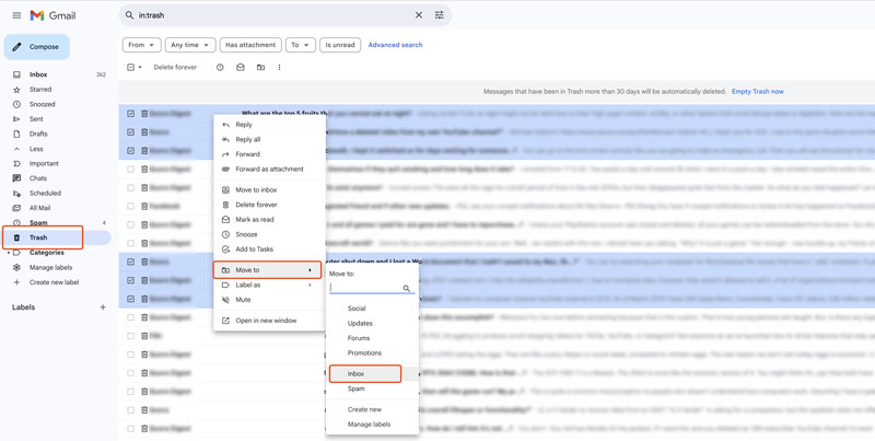 Recover Deleted Emails In Gmail From Trash
