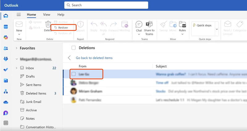 Restore Outlook Emails Not In Deleted Items