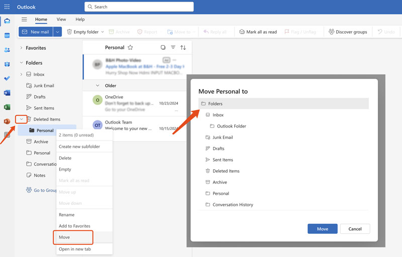 Recover Deleted Folder In Outlook From Deleted Items