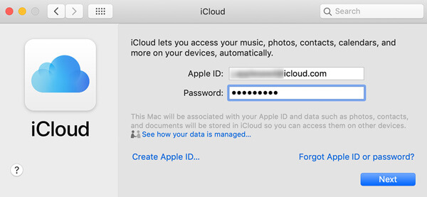 Logga in iCloud