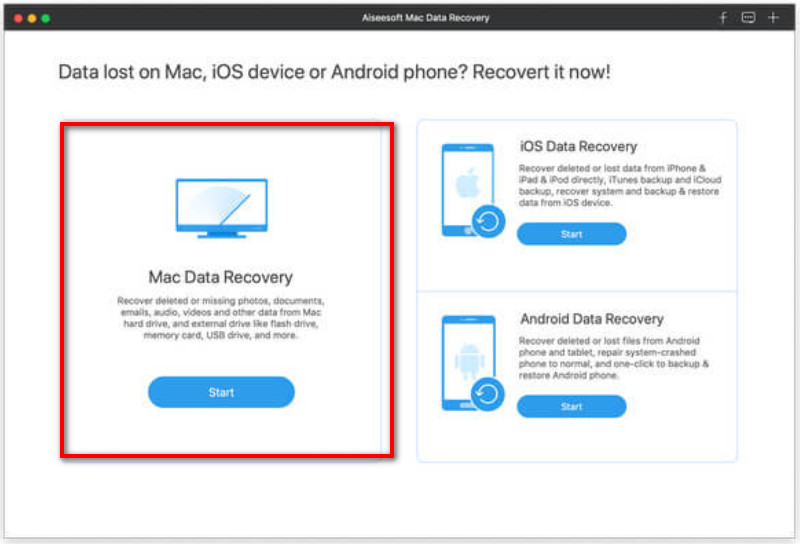 Otwórz Odzyskiwanie danych Mac