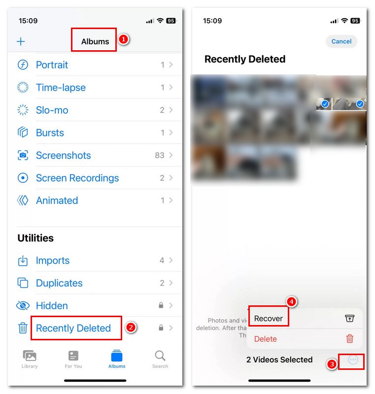 Recover from Recently Deleted iPhone