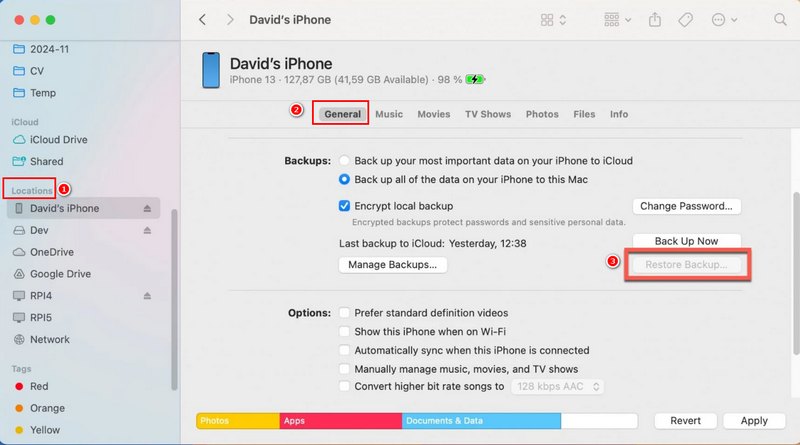 Restore Deleted Videos in Finder