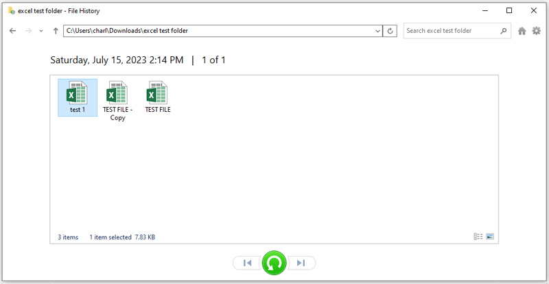 Retrieve Deleted Excel Files Using File History