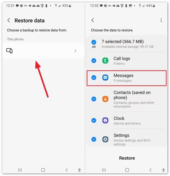 Restore Messages From Google Backup