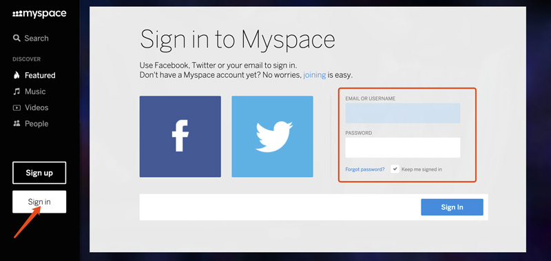 Sign In To Old Myspace Account
