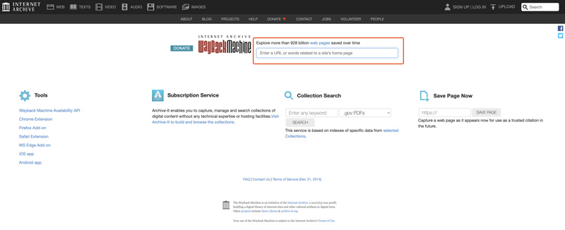 Use Internet Archive Wayback Machine