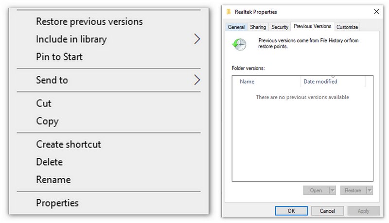 Restore to Previous Version