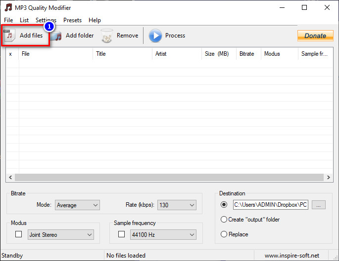 Apri il modificatore di qualità MP3