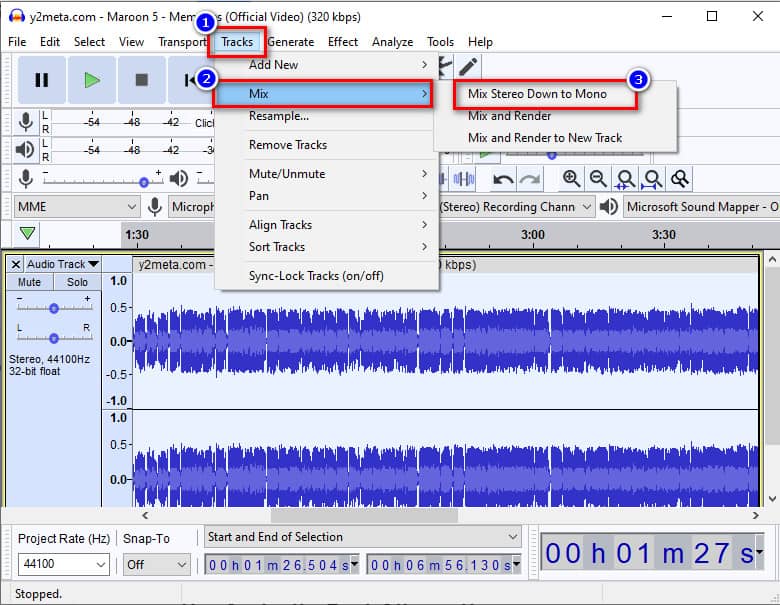 Stereo naar mono converteren