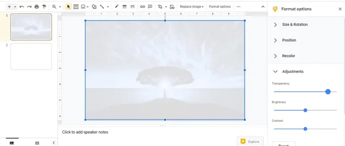 Google Slide Fjern bakgrunn