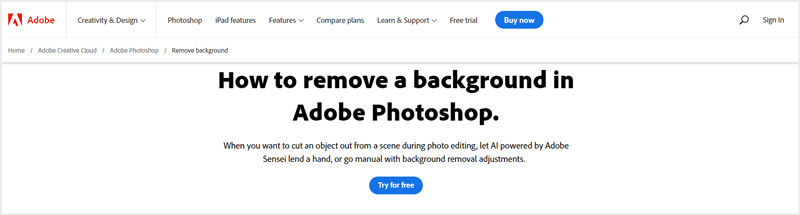Avvia la versione di prova gratuita di Adobe Photoshop