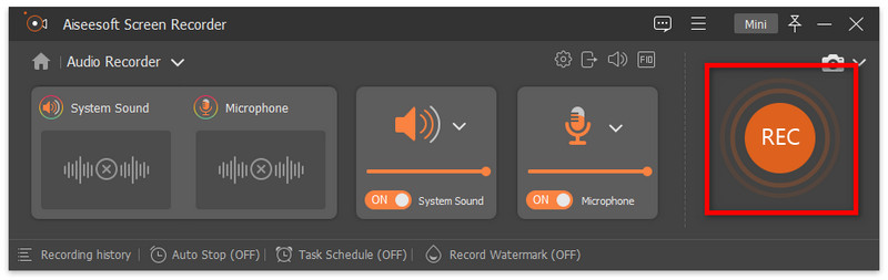 Avvia la registrazione audio