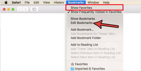 Show Favorites on Safari Mac