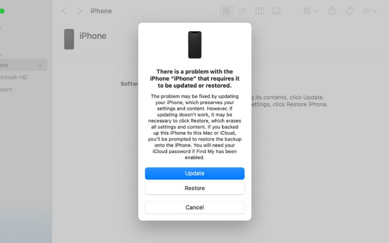 Use iTunes Finder to Restore