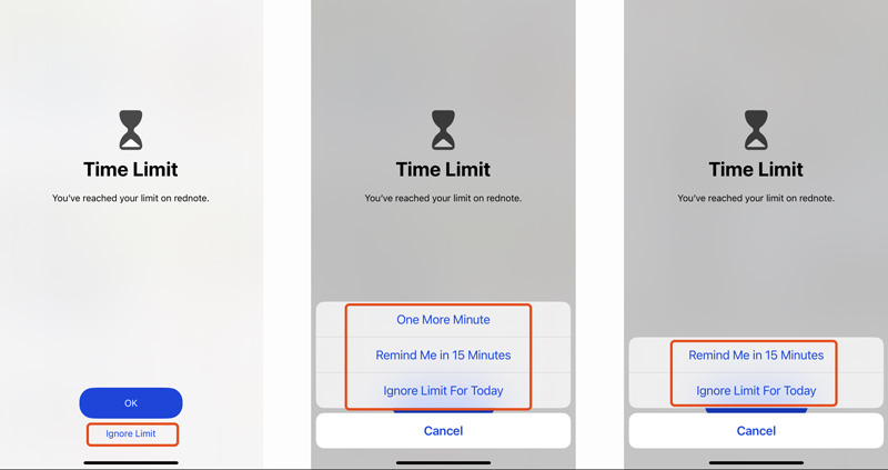 Ignore Limit Options on Screen Time
