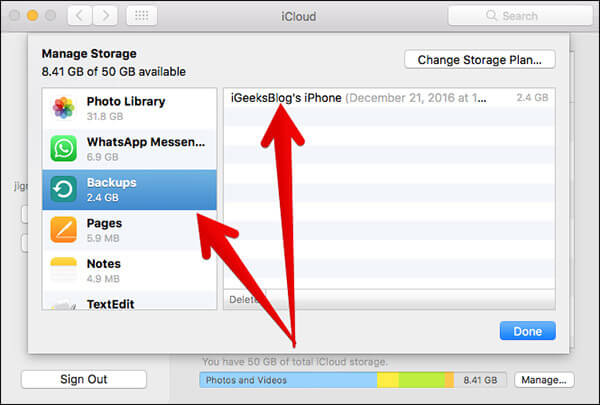 iCloud backup on Mac