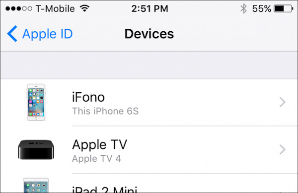 Rimuovi il dispositivo iPhone da icloud