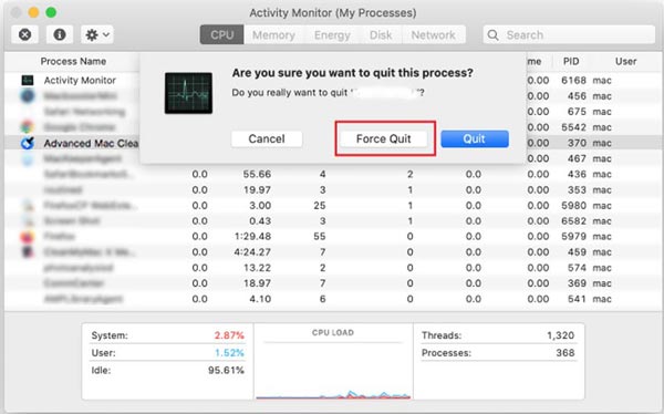 Forza l'uscita da Advanced Mac Cleaner