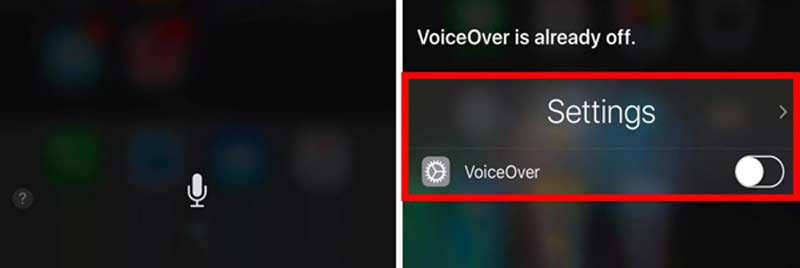 Poista VoiceOver iPhonesta Sirin avulla