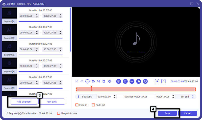 Segment toevoegen en opslaan