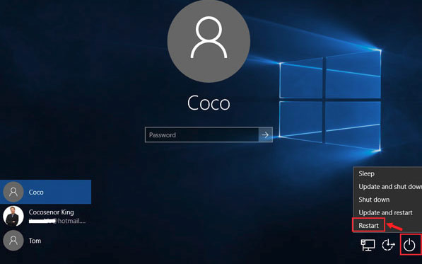 login screen