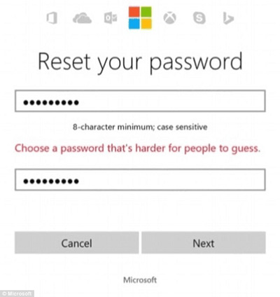 reset password