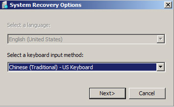 system recovery option