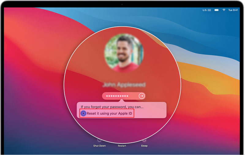 Mac Вход в систему с запросом сброса пароля с помощью Apple ID
