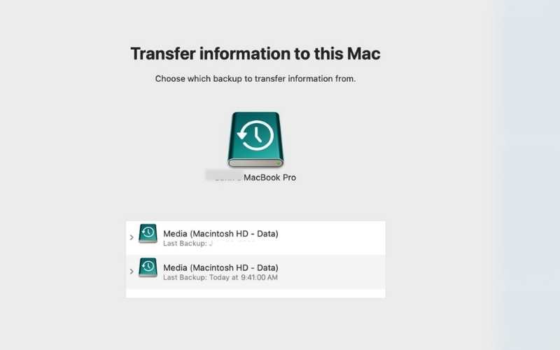 Choose Backup to Restore