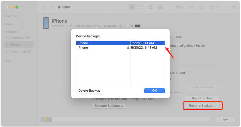 Finder'ı Kullanarak Mac'te Silinen iPhone Kişilerini Geri Yükleme