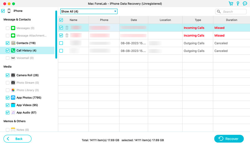 Retrieve Deleted Call History on iPhone