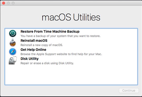 Mac'i Time Machine'den geri yükleme