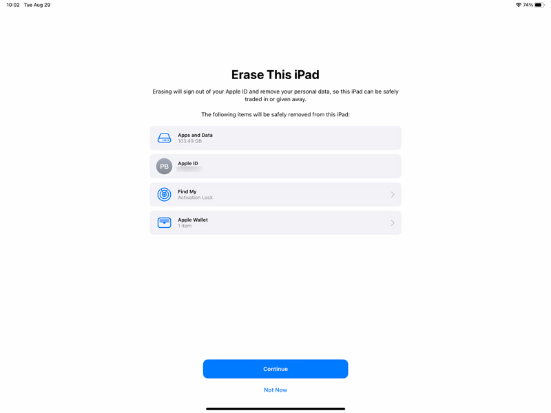Erase Your iPad from Settings