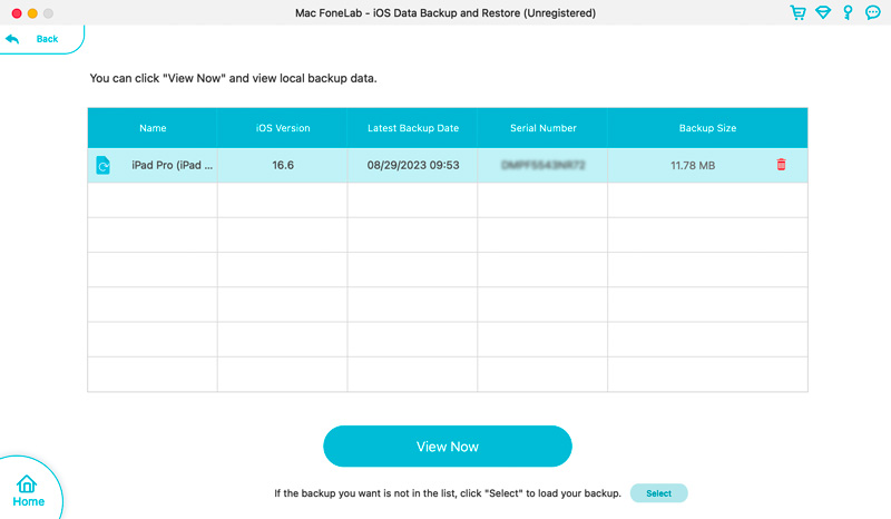 Visualizza i backup dell'iPad