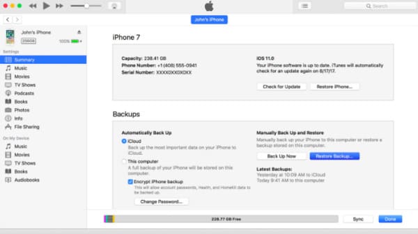 Восстановите взломанный iPhone с помощью iTunes