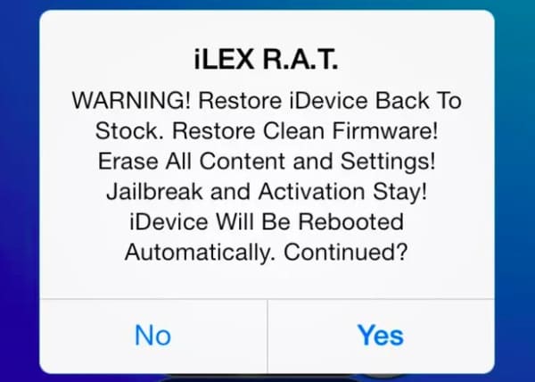 Restore-Jailbroken iPhone a Jailbreak Ilex Rat elvesztése nélkül