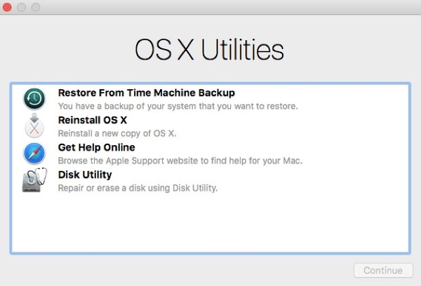 Окно Macos Utilities